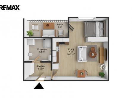Prodej bytu, 1+kk, 44 m²