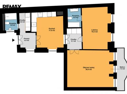 Pronájem bytu, 2+1, 84 m²