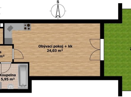 Pronájem bytu, 1+kk, 62 m², Holubice – náhled fotky 3