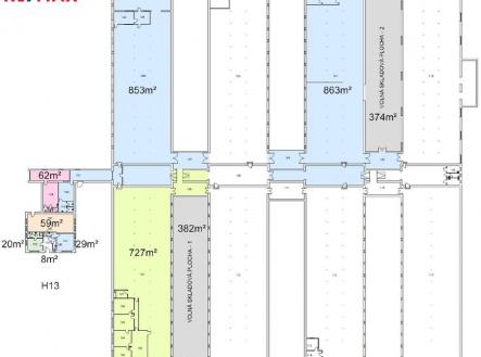 Pronájem - skladovací prostor, 853 m²