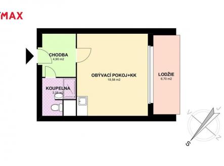 Pronájem bytu, 1+kk, 26 m²