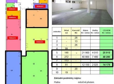 Pronájem - skladovací prostor, 272 m²