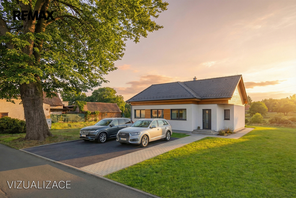 Vizualizace - Prodej rodinného domu 4+kk s pozemkem 480 m² - Střelice, Stod, Plzeň jih