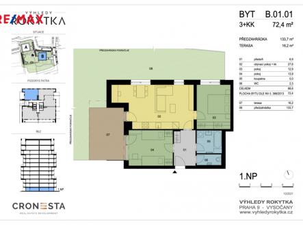 Pronájem bytu, 3+kk, 72 m²