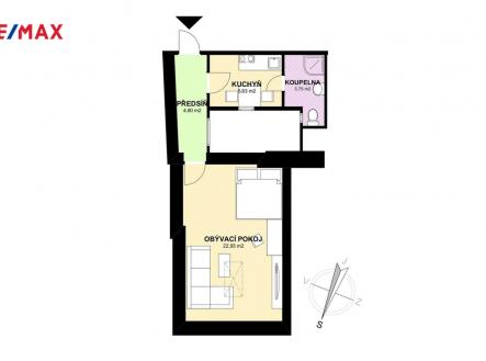 Pronájem bytu, 1+1, 33 m²