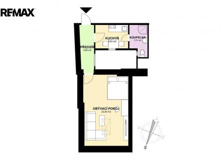 Pronájem bytu, 1+1, 33 m²