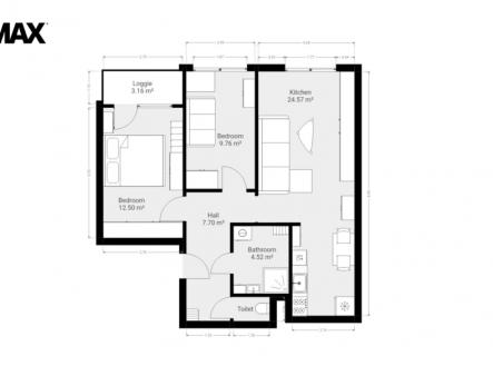 Pronájem bytu, 3+kk, 62 m²