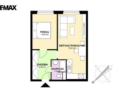 Pronájem bytu, 2+kk, 42 m²