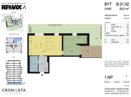 Pronájem bytu, 2+kk, 59 m²