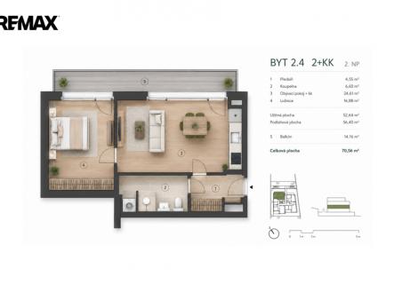 Pronájem bytu, 2+kk, 70 m²