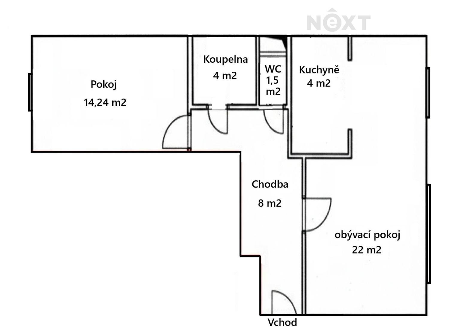 Pronájem byt 2+kk, 53㎡