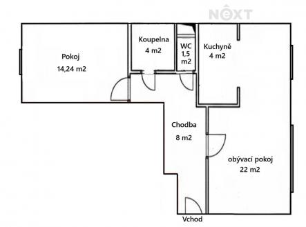 Pronájem bytu, 2+kk, 53 m²