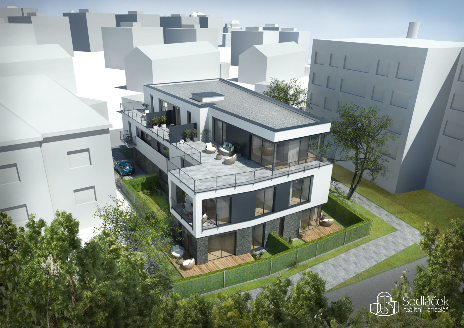 Prodej bytu 2+kk s předzahrádkou – Rezidence Cikorka, Praha – Modřany