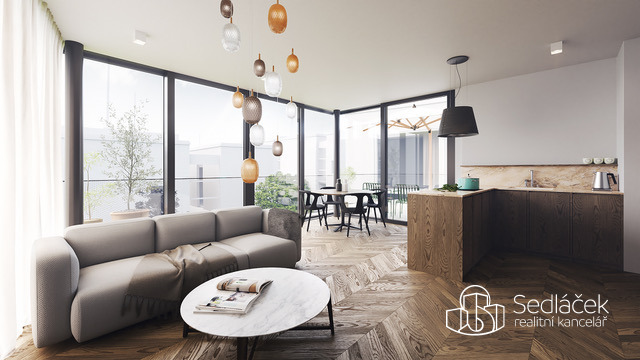 Prodej bytu 2+kk s balkonem – Rezidence Cikorka, Praha – Modřany