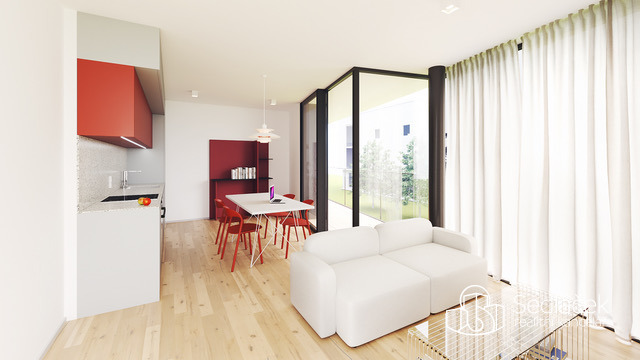 Prodej bytu 1+kk s lodžií – Rezidence Cikorka, Praha – Modřany