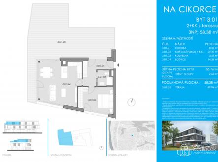 Prodej bytu, 2+kk, 58 m²