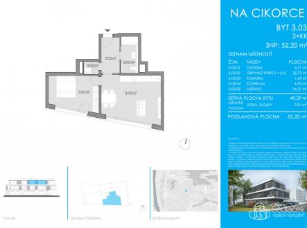 Prodej bytu, 2+kk, 52 m²