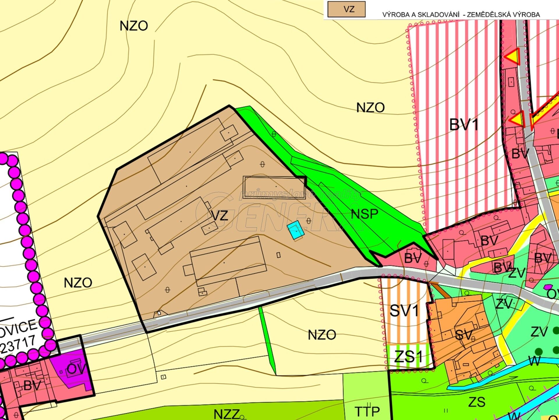 Průmyslové pozemky o výměře 23.250 m2 s zpevněnými plochami a halou