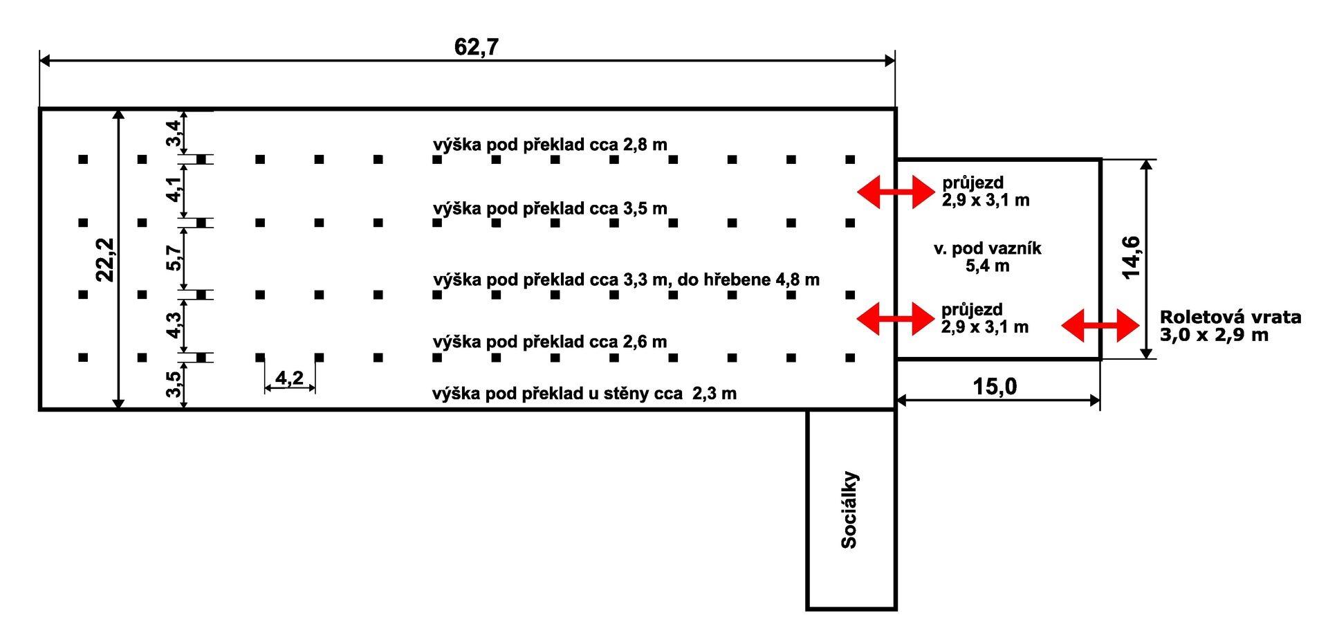 Přízemní skladovací hala 1.611 m2 vedle D11