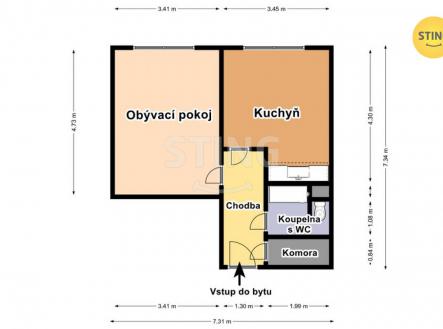 Pronájem bytu, 1+1, 42 m²