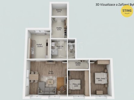 Prodej bytu, 3+1, 76 m²