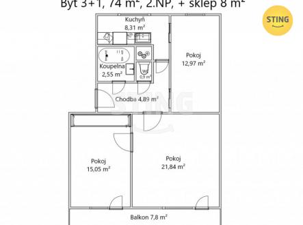 Prodej bytu, 3+1, 82 m²