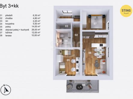 Prodej bytu, 3+kk, 84 m²