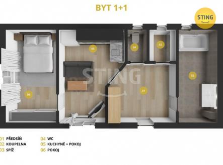 Pronájem bytu, 1+1, 40 m²