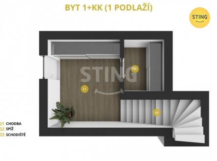 Pronájem bytu, 1+kk, 47 m²
