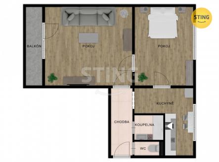 Pronájem bytu, 2+1, 53 m²