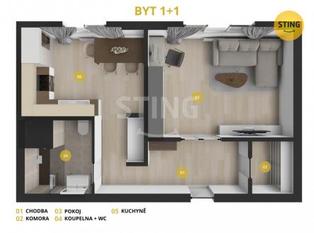Pronájem bytu, 1+1, 38 m²