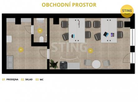Pronájem obchodní prostor, 55 m²