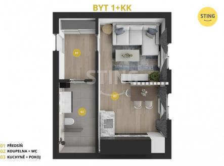 Pronájem bytu, 1+kk, 25 m²