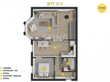 Prodej bytu, 2+1, 64 m²