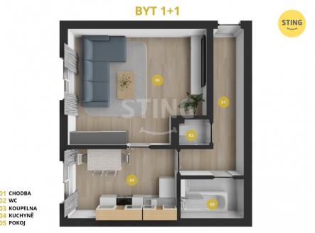 Prodej bytu, 1+1, 41 m²