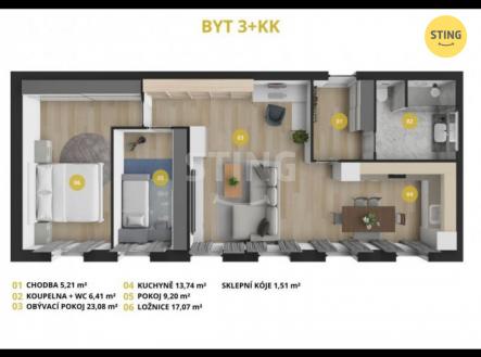 Pronájem bytu, 3+kk, 72 m²
