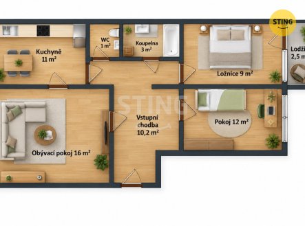 Prodej bytu, 3+1, 66 m²