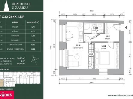 Prodej bytu, 2+kk, 62 m²