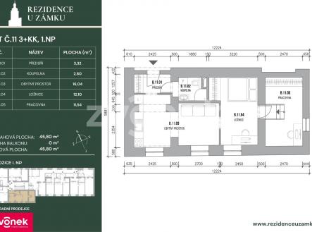 Prodej bytu, 3+kk, 48 m²