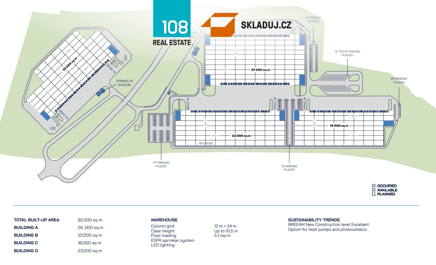 Industrial park Ostrava, pronájem skladových prostor