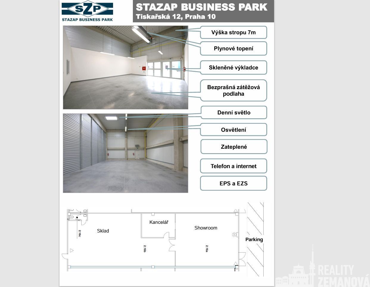 C 2.16, Obchodně-skladová hala,  205 m2 s kanceláří,  Tiskařská, P-10