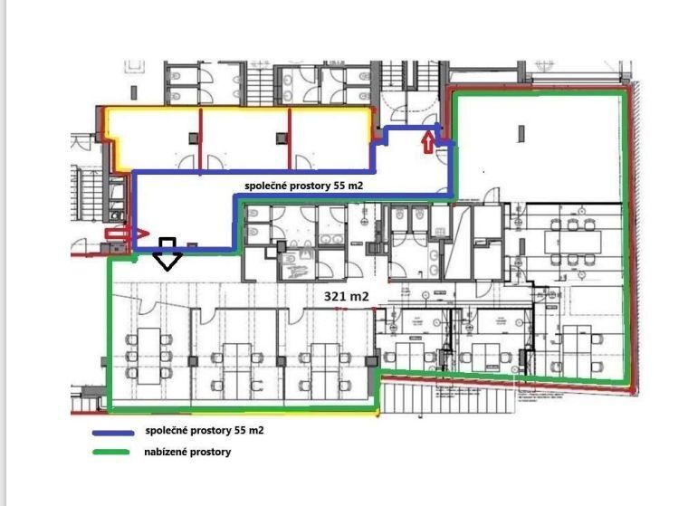 Pronájem 321 m2 vhodných na kanceláře, zdravotnické zařízení atp., u M Křižíkova, Šaldova ul., P-8