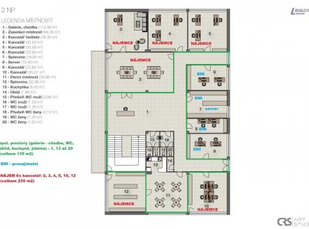 Pronájem kanceláře, 235 m²
