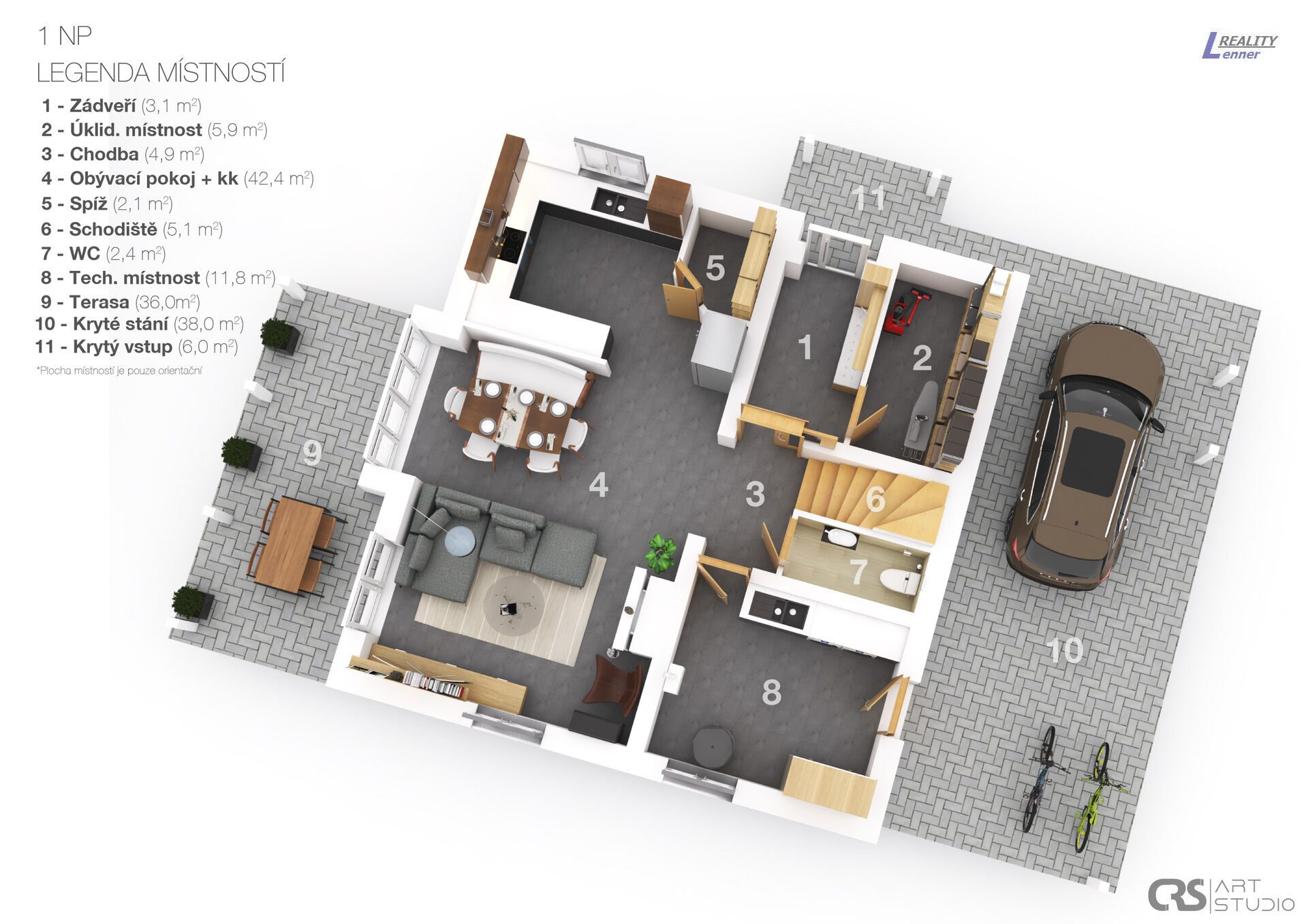 RD 4+kk 154 m2/ kryté stání, terasa s pergolou, altán s krbem, skleník, pozemek 1.425 m2.