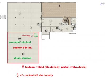 Pronájem komerčního objektu, obchodní centrum, 616 m²