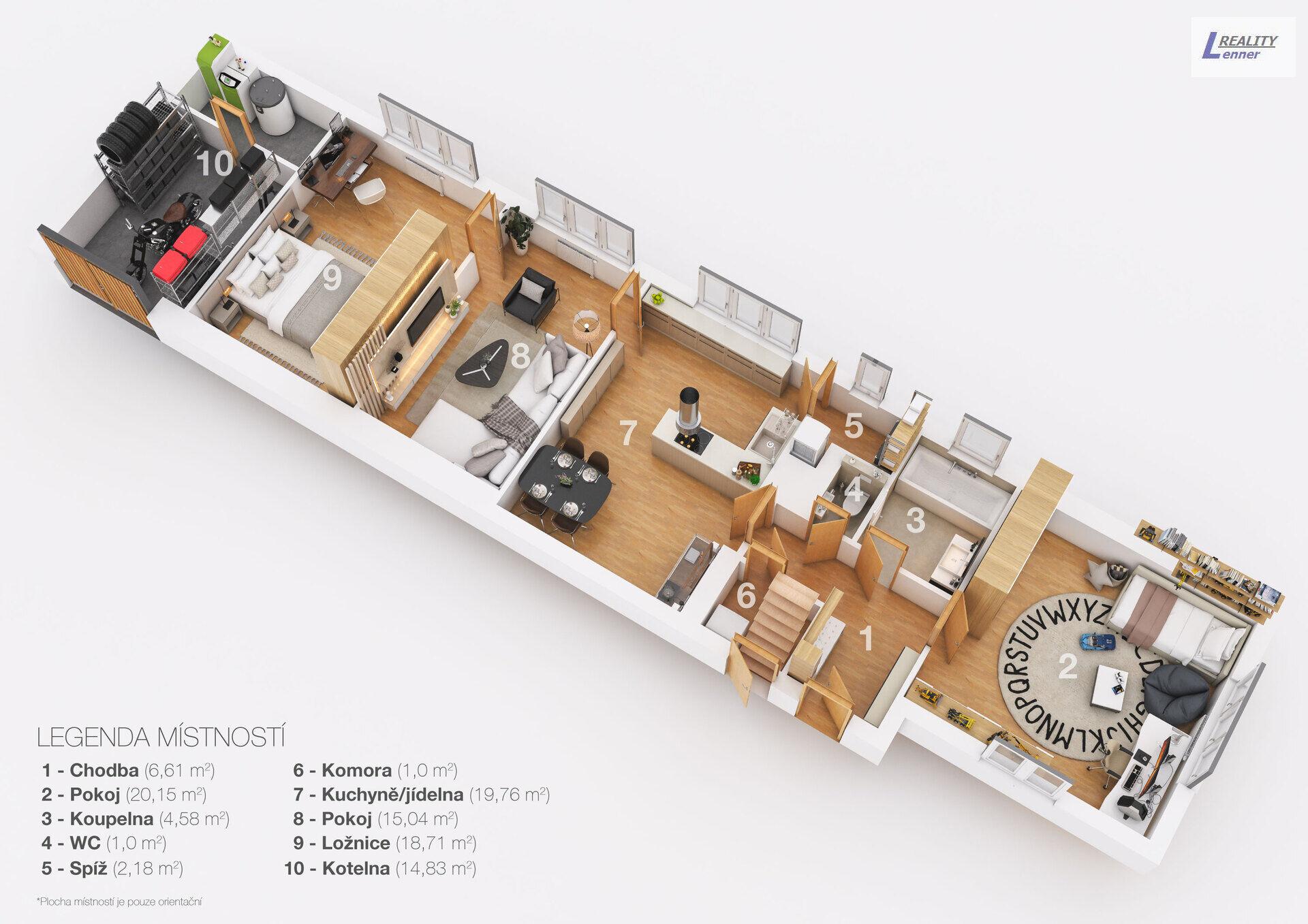 Prodej rodinného domu 3+1/ 90m2 na pozemku 661m2/ stodola, podkroví pro využití + garáž