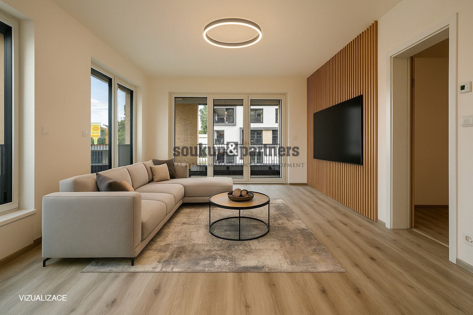 Prodej bytu 3+kk 76,1 m² + Terasa, Garáž a sklep, Novostavba - Tesla Hloubětín - Praha 9