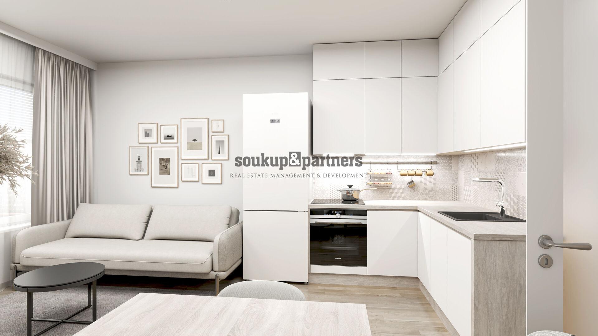 Nový družstevní byt 1+kk/ Balkon - 34 m2, Parkovací stání, Sklep - projekt PORTTI Kladno.