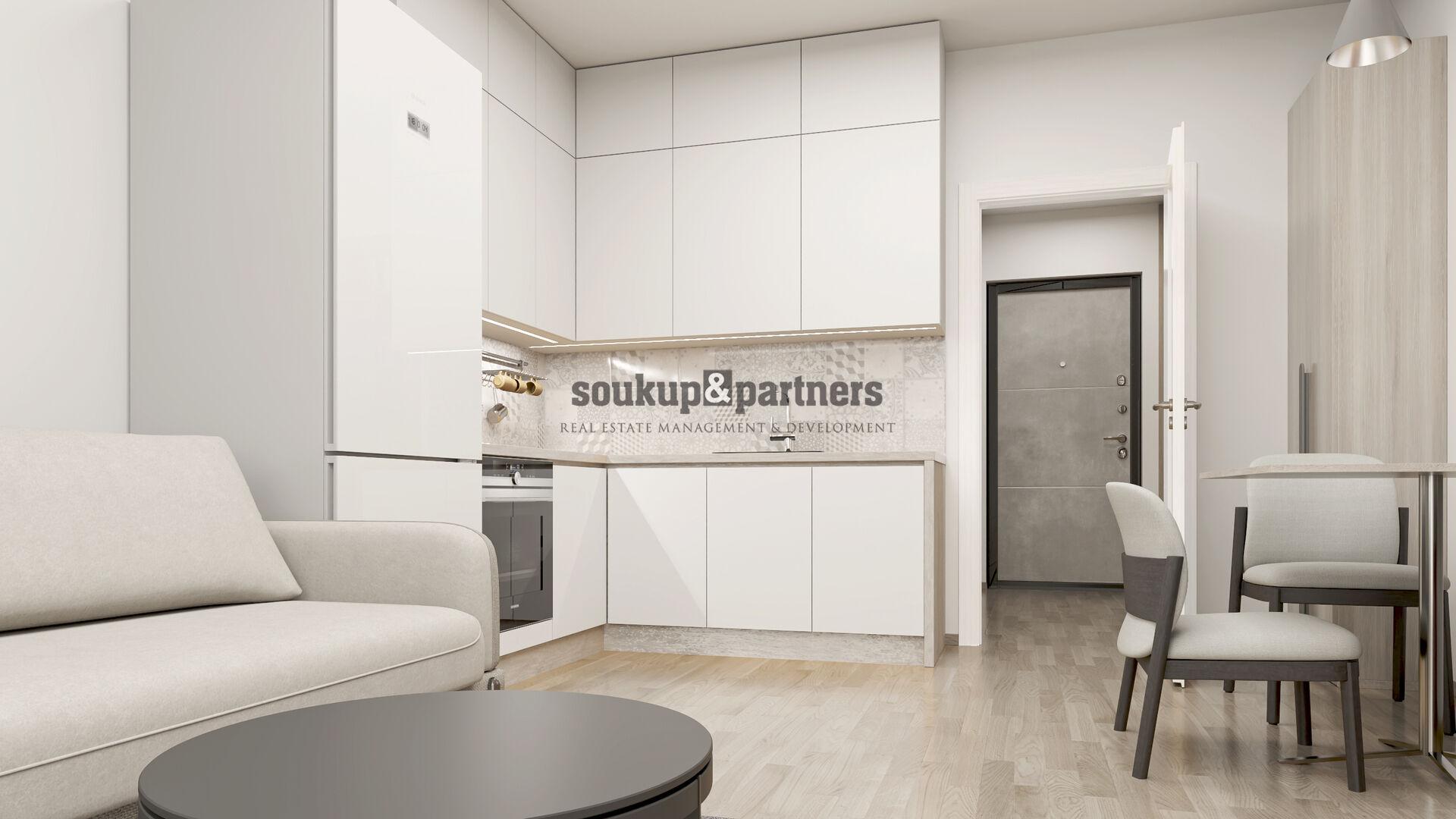 Nový družstevní byt 1+kk/ Balkon - 34 m2, Parkovací stání, Sklep - projekt PORTTI Kladno.