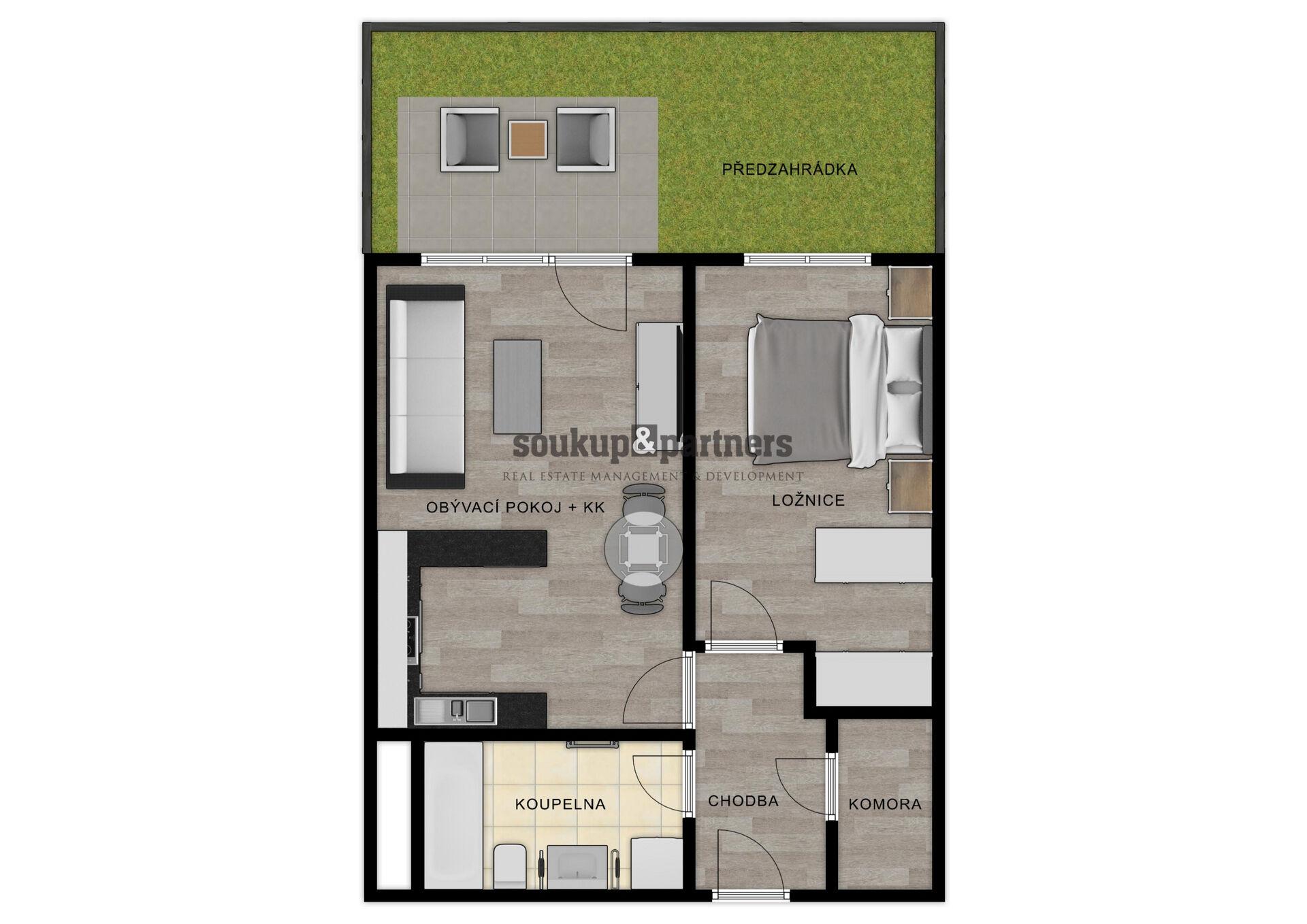 2+kk I Předzahrádka, 64,5 m2, Praha 9 - Vysočany.